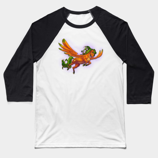 Pumpkin Pegasus Baseball T-Shirt by Unicornarama